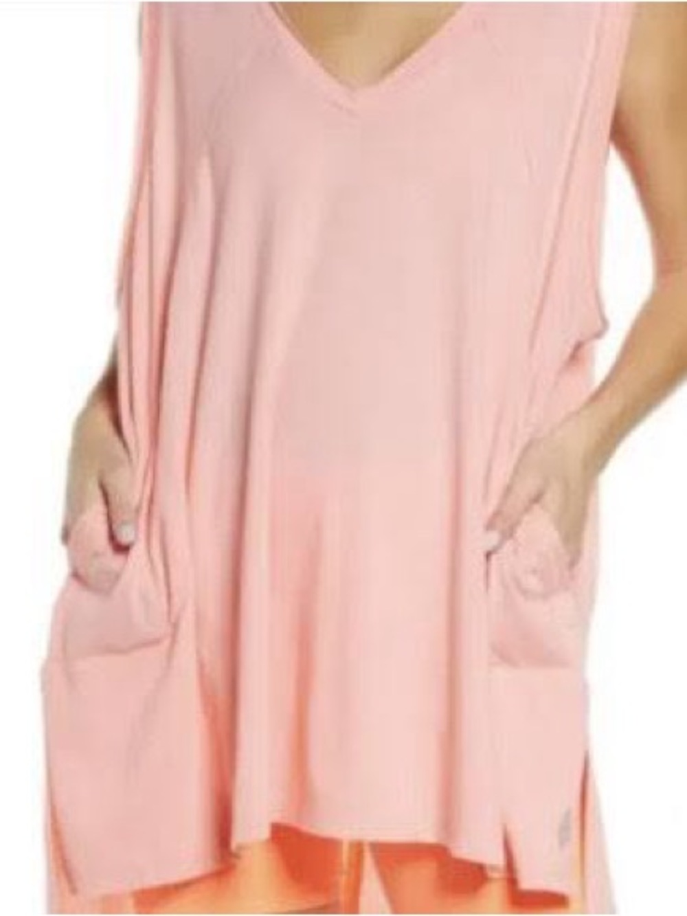 Free People neon Coral  Relaxed city vibesTank Top